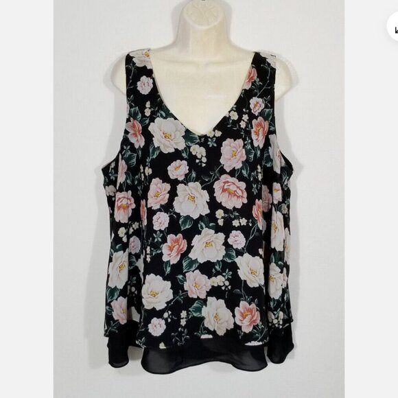 TORRID Size 1 Georgette Double Layer Swing Tank Top 6364E1M - Picture 1 of 6